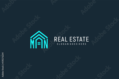 Initial letter MN roof logo real estate with creative and modern logo style