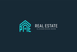 Initial letter PE roof logo real estate with creative and modern logo style