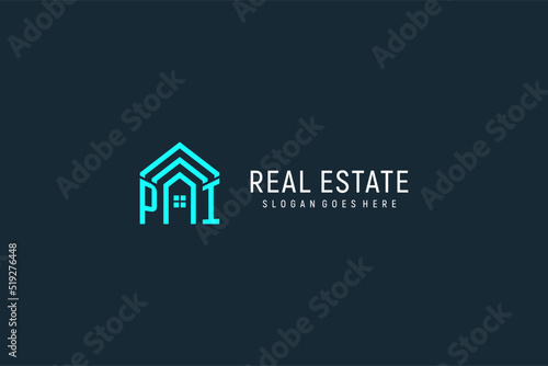 Initial letter PI roof logo real estate with creative and modern logo style