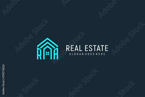 Initial letter RA roof logo real estate with creative and modern logo style