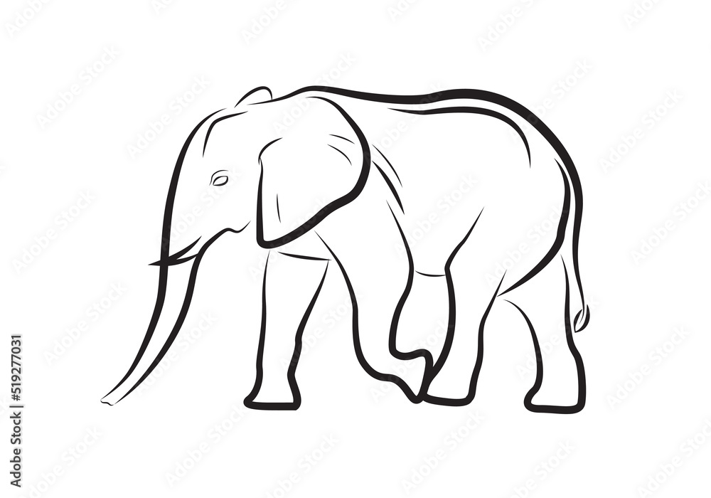 Elephant logo. African elephant walking vector isolated on white. Elephant logo. African elephant walking vector isolated on white.
