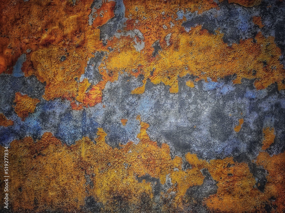 Background Orange wall texture abstract grunge ruined scratched.Grunge Background Texture, Abstract Dirty Splash Painted Wall.Grunge wall texture background. Paint cracking off dark wall with rust.