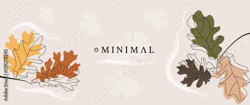 Vector flat illustration. Autumn oak leaves. Autumn season concept. Ideal for fabric, prints, cover.
