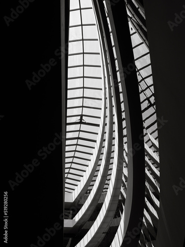 geometric interior of a modern building