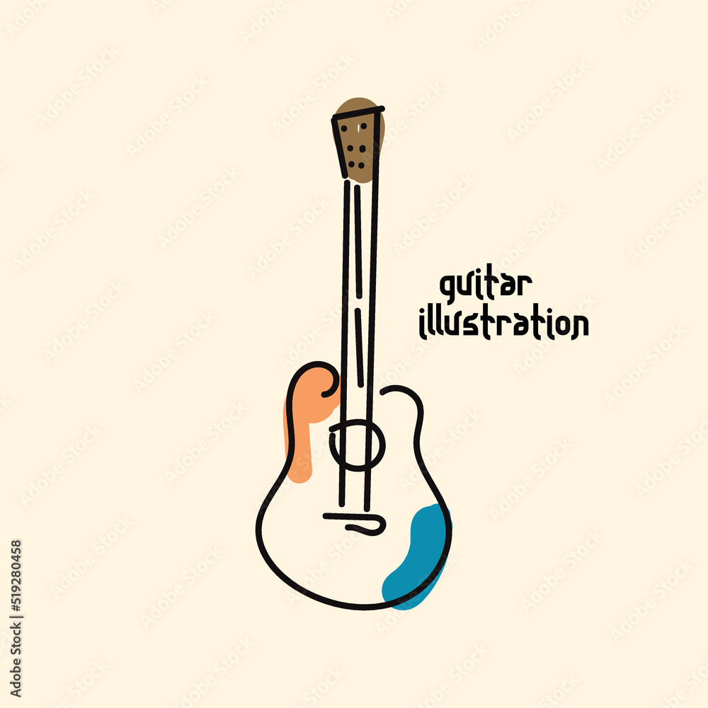 guitar illustration for poster, banner, media social, template