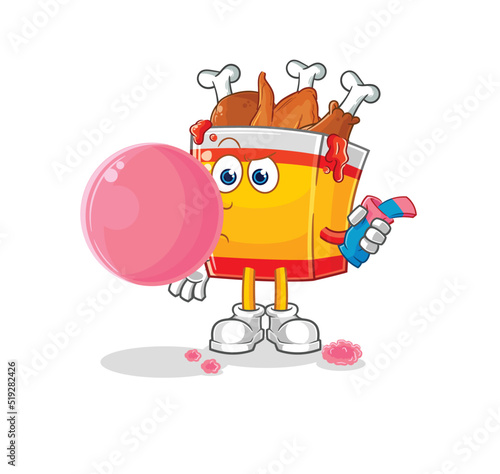 fried chicken chewing gum vector. cartoon character