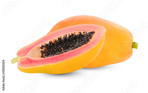 papaya fruit isolated 0n white background