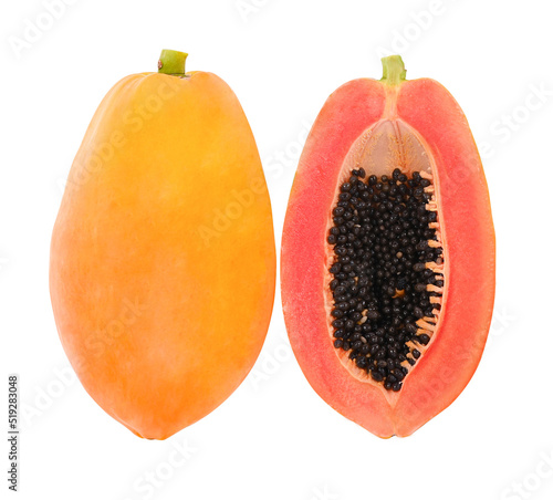 papaya fruit isolated 0n white background