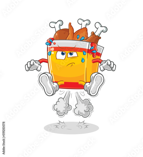 fried chicken fart jumping illustration. character vector