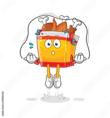 fried chicken jump rope exercise. character vector