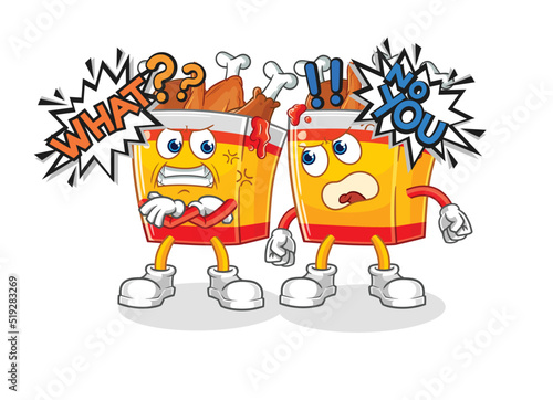fried chicken arguing each other cartoon vector