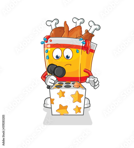 fried chicken play whack a mole mascot. cartoon vector