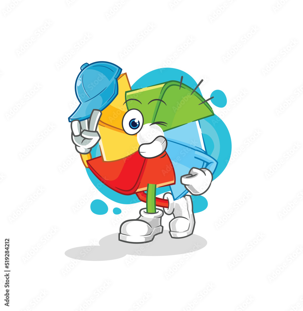 Fototapeta premium paper windmill burp mascot. cartoon vector