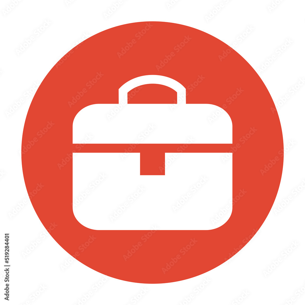 Roter Button: Job, Business oder Beruf mit Aktentasche Icon Roter Button: Job, Business oder Beruf mit Aktentasche Icon