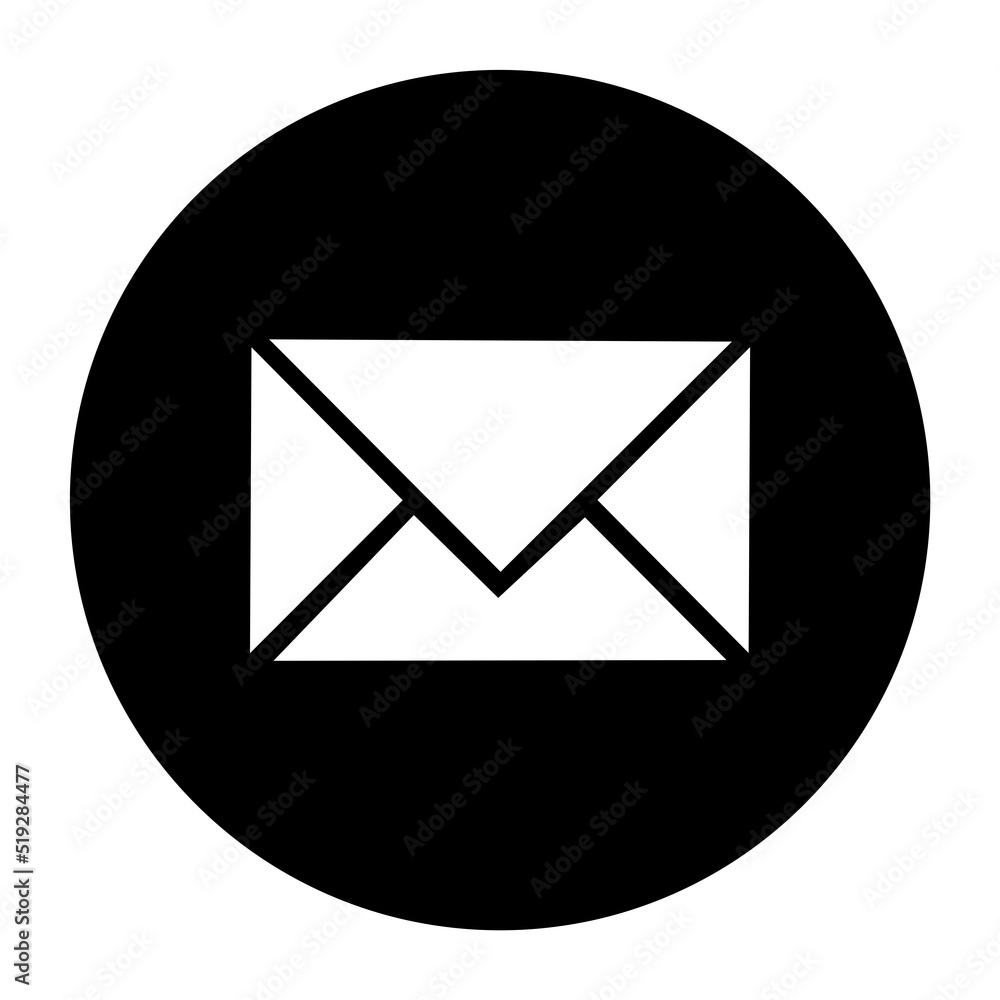 Schwarzer Button: Brief, Newsletter oder Kontakt Icon Schwarzer Button: Brief, Newsletter oder Kontakt Icon