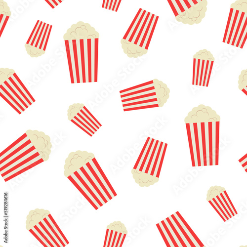 Vector seamless pattern, popcorn packs on a white background.