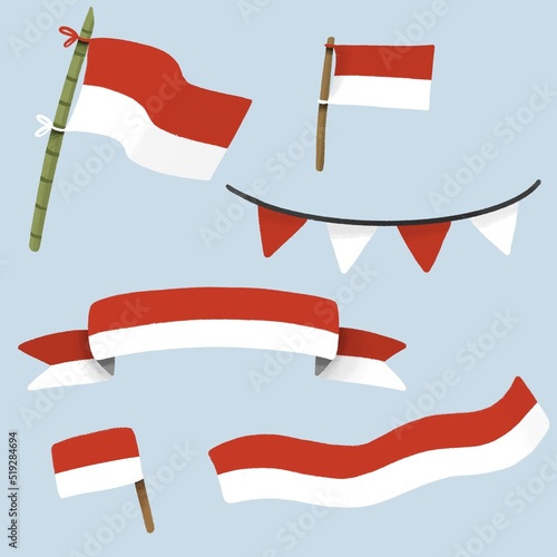 Free Download Indonesian Independence day celebration cute illustration. Indonesian flag - GFXLoad