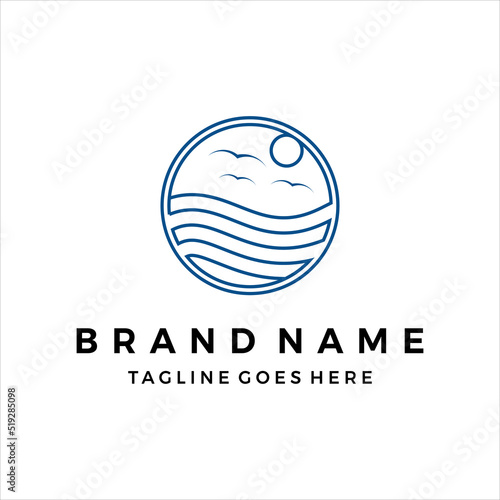Coastal beach logo design vector template