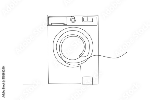 Continuous one line drawing Modern Washing Machine. Laundry service concept. Single line draw design vector graphic illustration.