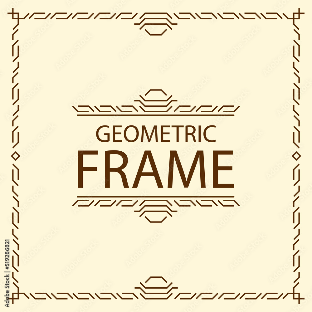 vector frame geometric line style square shape for traditional event, party, menu restaurant, wedding invitation, christmas greeting card, sale banner, ethnical cafe. Arabic border. 10 eps