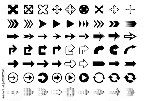 Set of pointer arrows. Collection of different arrows for web design mobile applications. Vector illustration