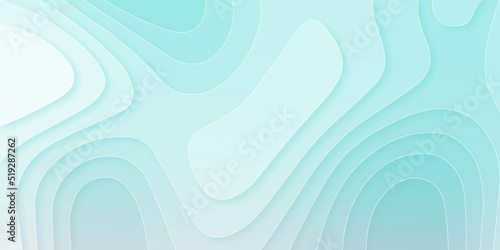 Blue 3d abstract paper cut background. Papercut abstract background with turquoise color smooth gradient vector illustration. 