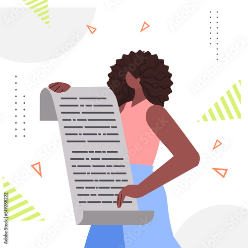 woman reading paper letter new mail message communication concept