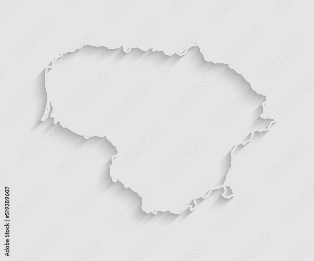 Vector outline map Lithuania with creative shadow