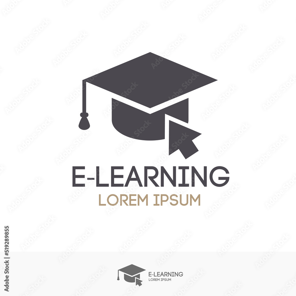 Education vector logo isolated on background with academic cap for online  school symbol, internet e learning center and graduation concept, distant  online courses and training icon 10 eps vector de Stock