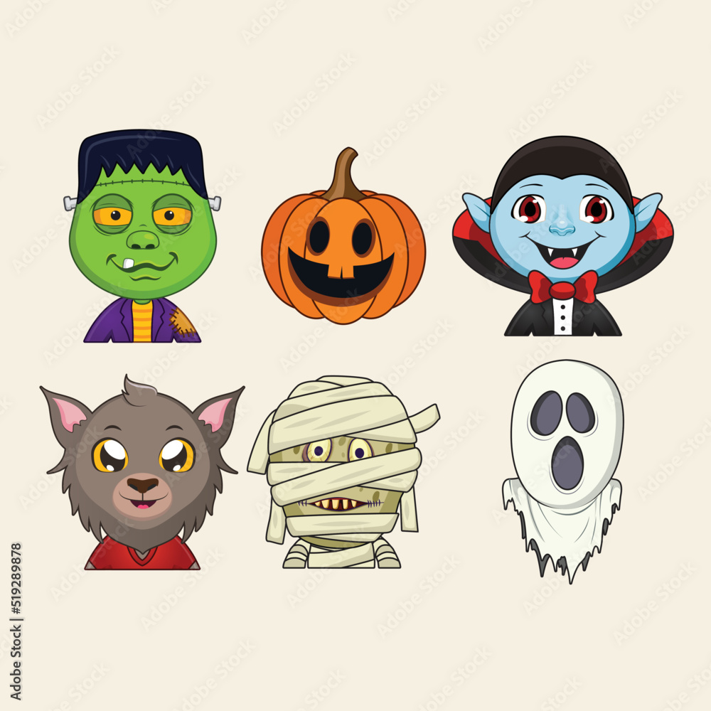 Halloween cartoon emoji vector art