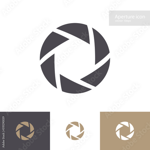 Lens symbol set isolated on background. Aperture icon. Camers objective icon. Shutter for photography logo, web design. Vector 10 eps
