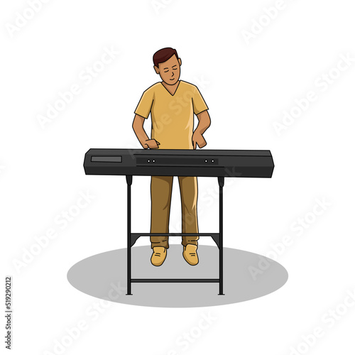 vector illustration, a man playing the keyboard