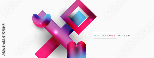 Minimal geometric abstract background. Primitive shapes composition backdrop. Trendy techno business template for wallpaper, banner, background or landing