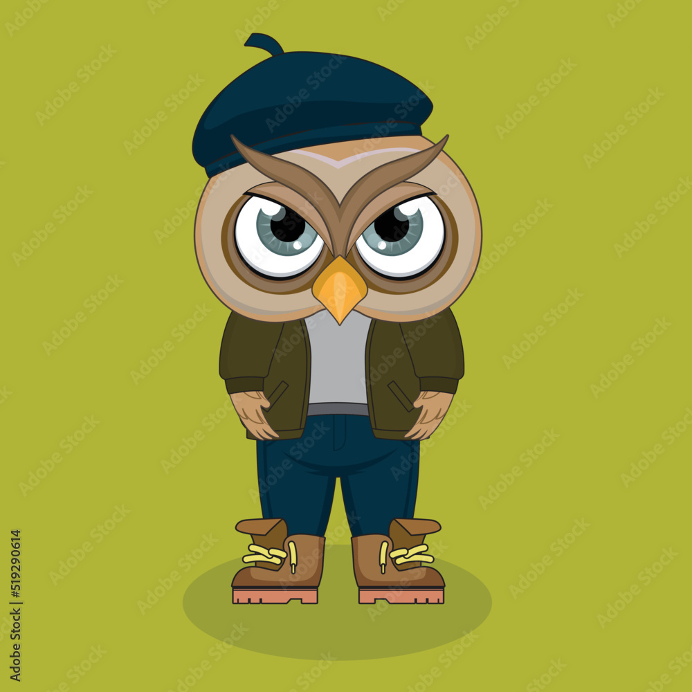 Cartoon owl man vector art 