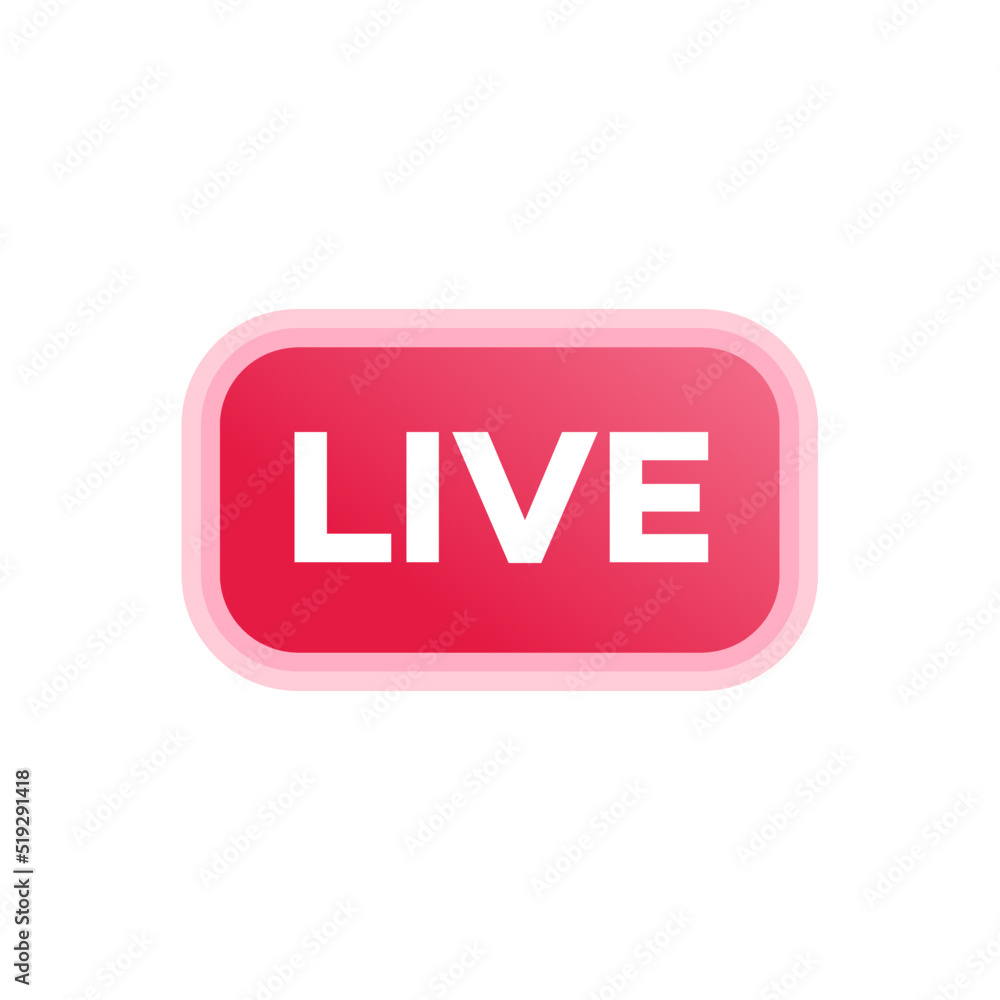 LIVE streaming icon flat style isolated on white background. LIVE video red button for logo, sign, ui, app development, TV broadcasting. Symbol for social media. Vector 10 eps LIVE streaming icon flat style isolated on white background. LIVE video red button for logo, sign, ui, app development, TV broadcasting. Symbol for social media. Vector 10 eps