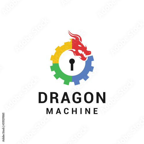 Dragon Colorful machine Design vector emblem graphic