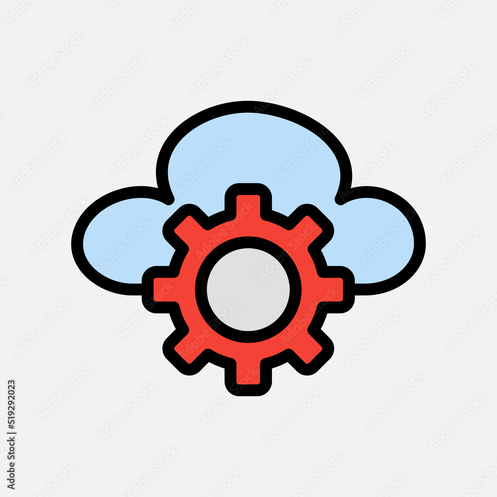 Settings icon in filled line style about cloud computing, use for website mobile app presentation Settings icon in filled line style about cloud computing, use for website mobile app presentation