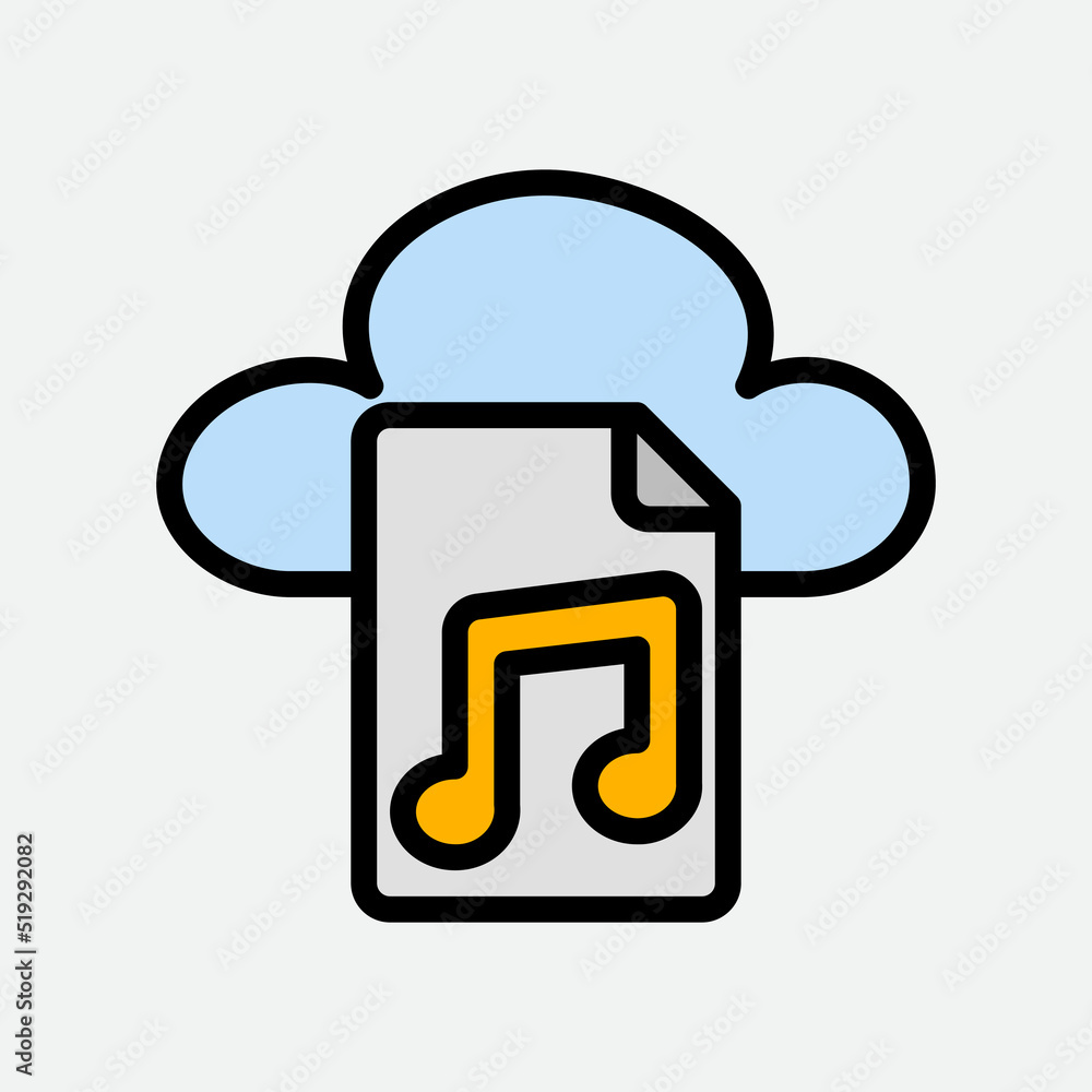 Music icon in filled line style about cloud computing, use for website mobile app presentation Music icon in filled line style about cloud computing, use for website mobile app presentation