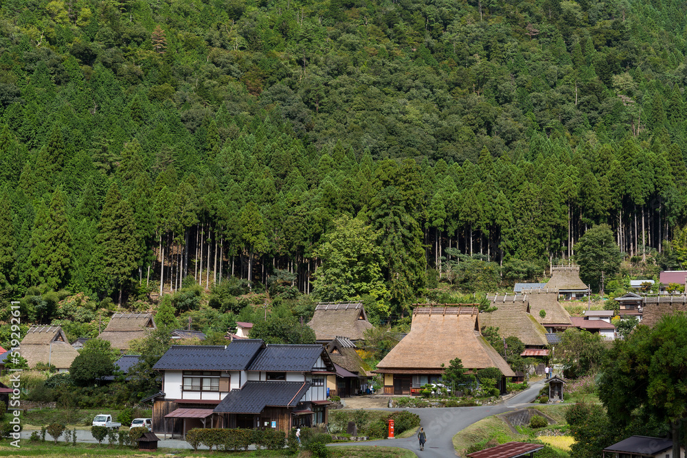 Traditional thatched roof houses in small village of Miyama of Kyoto in Japan