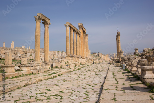 The ancient city of Jerash in the morning in February, Jordan