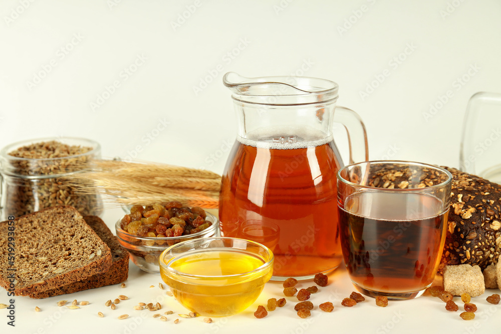 Concept of refreshing drink for summer - kvass Concept of refreshing drink for summer - kvass