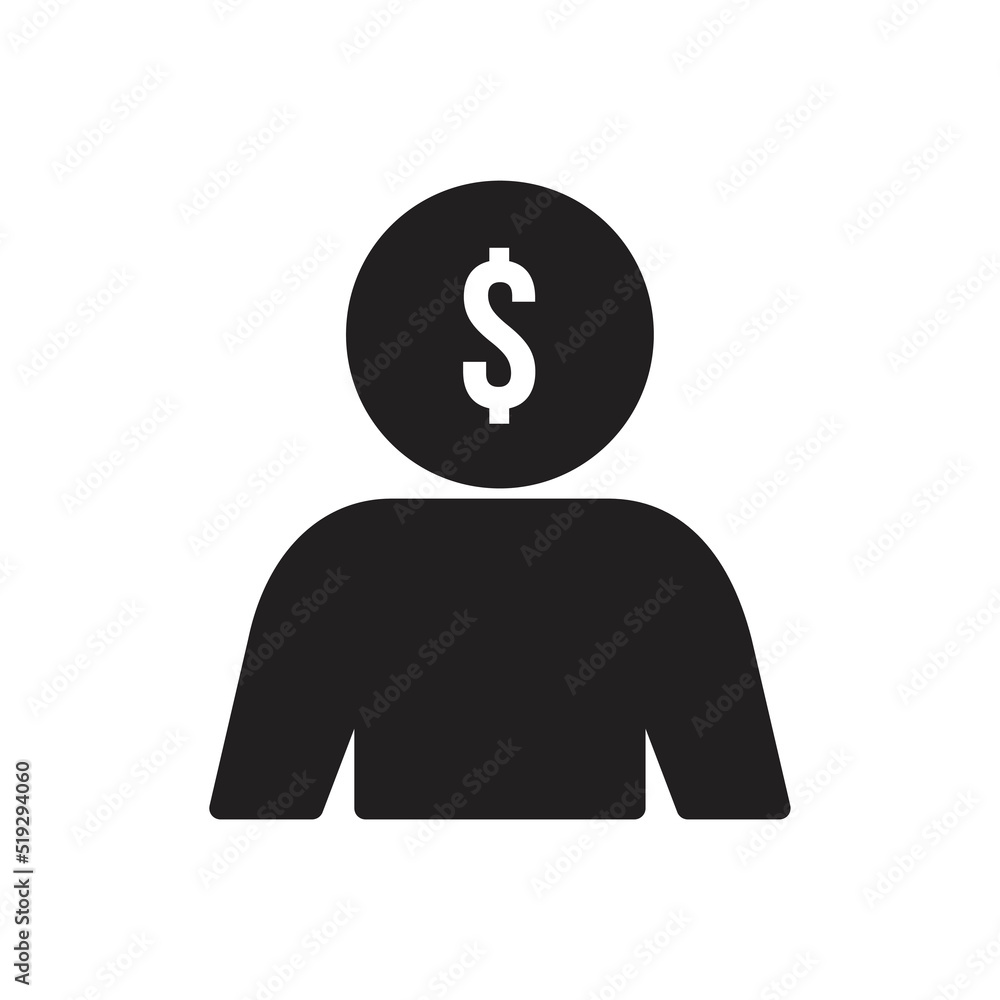Money head user icon design. vector illustration Money head user icon design. vector illustration