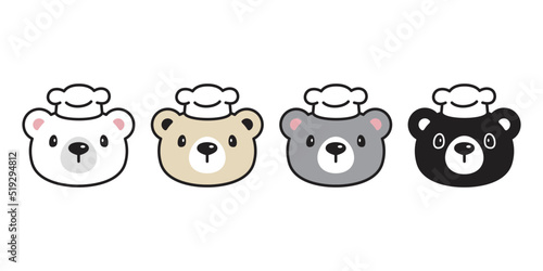 Bear vector polar bear icon chef cooking food teddy logo kitchen bakery symbol cartoon character doodle illustration design clip art