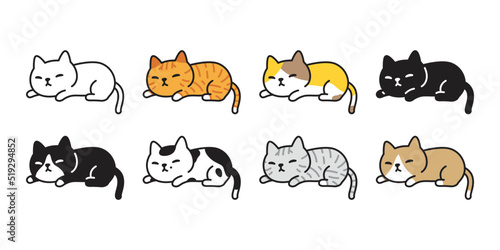 cat vector icon calico kitten sleeping breed cartoon character logo symbol illustration doodle isolated clip art design