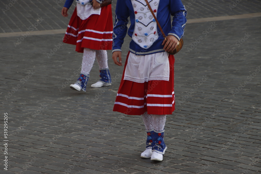 Traditional Basque dance in the street Traditional Basque dance in the street