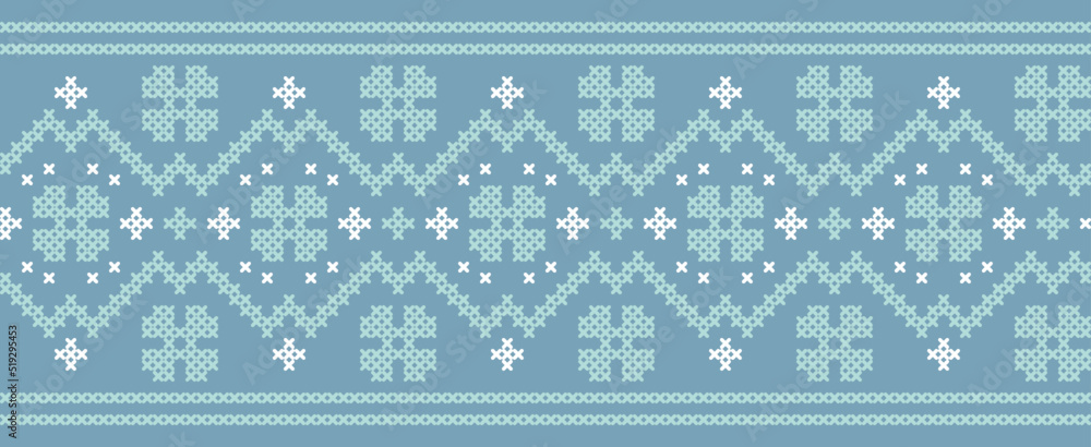 Pattern with flowers and snowflakes folk cross-stitch, scheme for embroidery and knitting