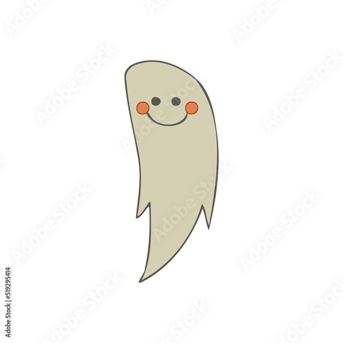 Halloween 2022 - October 31. A traditional holiday, the eve of All Saints Day, All Hallows Eve. Trick or treat. Vector illustration in hand-drawn doodle style. Cute kind ghost.