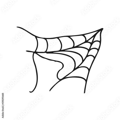 Halloween 2022 - October 31. A traditional holiday, the eve of All Saints Day, All Hallows Eve. Trick or treat. Vector illustration in hand-drawn doodle style. A ragged spider web.