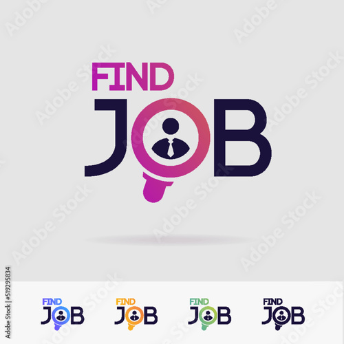 Find job vector symbol set isolated on white background for search agency, hiring, headhunter website, recruitment, employment agency, hr, recruiting concept. Search man icon. Employee sign 10 eps