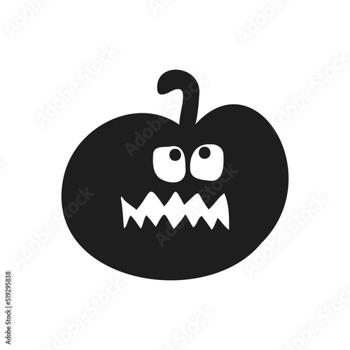 Halloween 2022 - October 31. A traditional holiday, the eve of All Saints Day, All Hallows Eve. Trick or treat. Vector illustration in hand-drawn doodle style. Pumpkin with its eyes and mouth cut out.